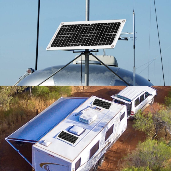 12 W 12 V solpanel kit med opladningscontroller, USB-port, Outwall monokrystallinsk modul med SAE-tilslutningskabler, autocamper kits, båd, marine