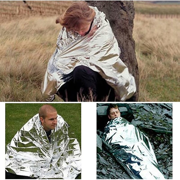 Paket med 5 nödfiltar termisk täckning i mylar termisk räddningstäckning i en utomhus termisk filtar guld silver för överlevnadskit utomhus