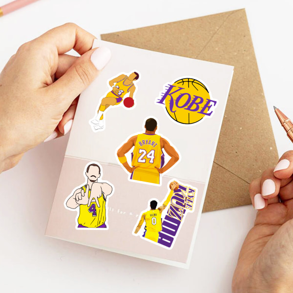 50 stk. The Lakers Basketball Team Stickers NBA Combo Series til Wa
