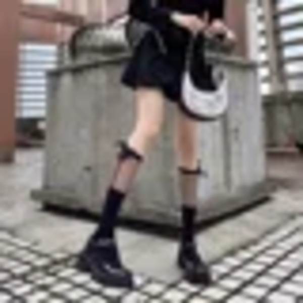 Harajuku volangbåge strumpor dam sommar ultratunna spets transparenta vadstrumpor lyxdesigner svarta strumpor