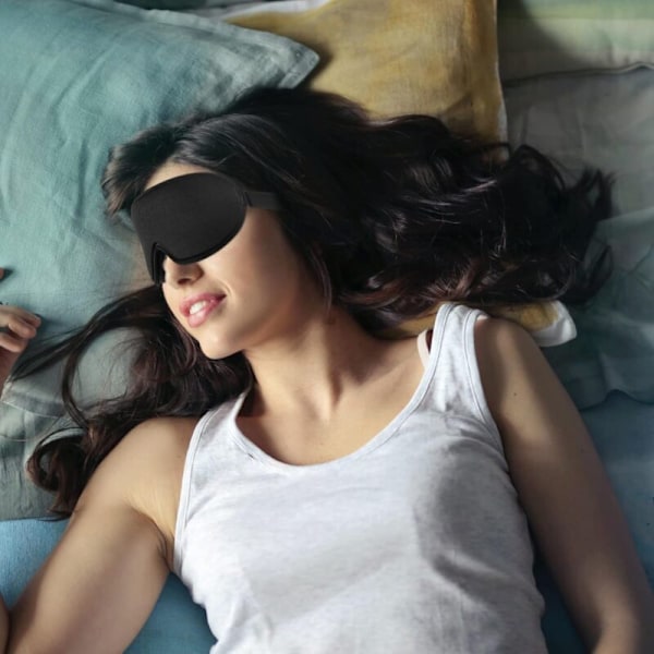 Sort Sovemaske til Mænd Kvinder 3D Natmaske med Justerbar Strop til Sidesovere Naturlig Silke Mørklægnings Rejsemaske 3D Blindfold til Sovning, Lure