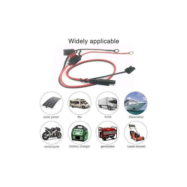 SAE-stik til motorcykelbatterioplader - SAE-ladekabel - Tilsluttes hurtigt til 12V-terminal - Velegnet til opladning af motorcykler, traktor