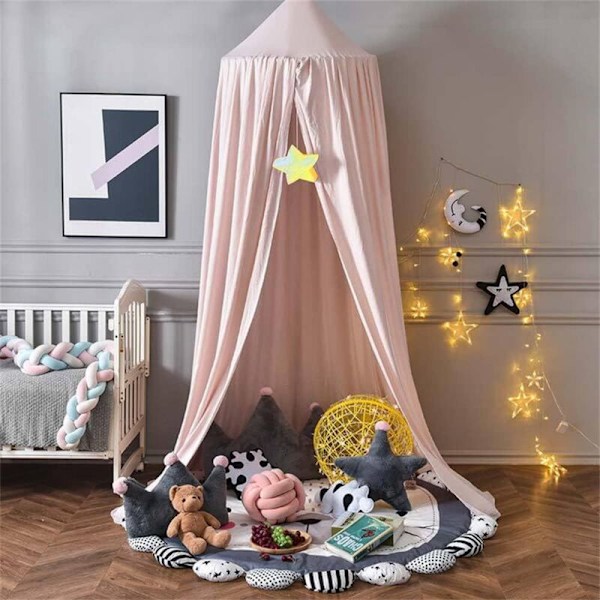 Sänghimmel för Barn, Myggnät Gardin Romantisk Kupol Prinsess Sängtält, Dubbellagers Dekorationsdesign Sänghimmel för Sovrum (Rosa)