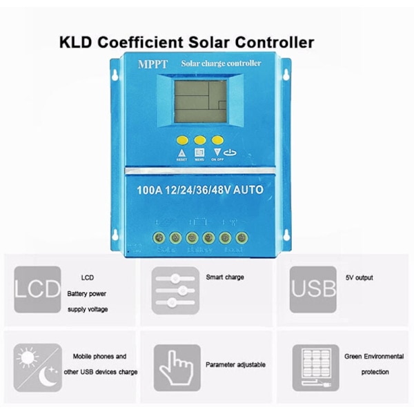 Solar controller til overvågning af maksimalt effektpunkt 12/24/36/48 V Automatisk identifikation af intelligent solcelleanlæg solcelleoplader LCD s