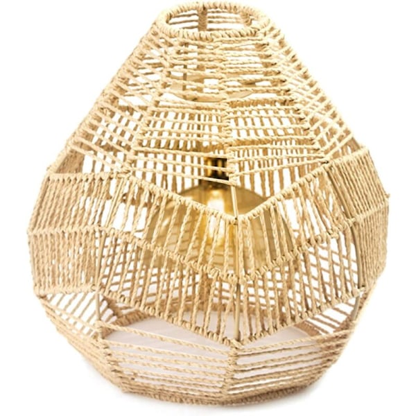 Rattan lampeskærm - Boheme hængelampe håndvævet - vævet boheme lampeskærm i flet til stue, køkken, soveværelse, restaurant, spisestue