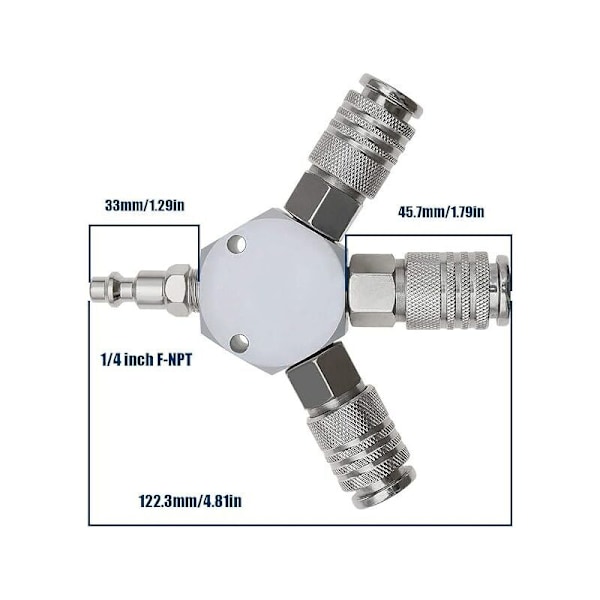 Paineilman jakotukki Y-mallissa - Pikaliitin - 3-tie - Paineilmaliitin - Pikaliitin - 1/4 F -NPT