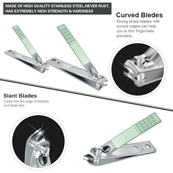 Manikyr Pedikyr Kit - Professionella Nagelklippare Nagelsax i Rostfritt Stål - Manikyr Pedikyr Kit 16-delad Set med Utsökt Box