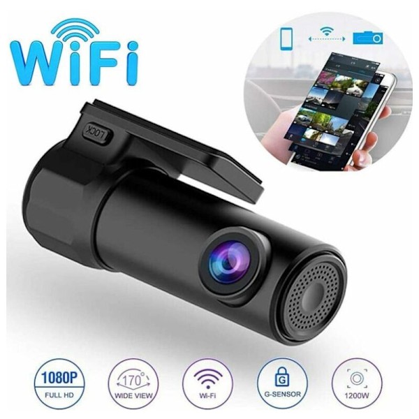 Dashcam 1080p WiFi 170° vidvinkel bilkamera DVR bilkörning parkeringskamera inspelning i sensorloop