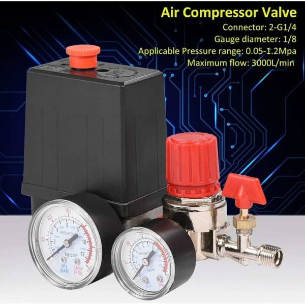 Air Compressor - Pressure Gauge Control Valve Regulator with Pressure Gauges for Compressor