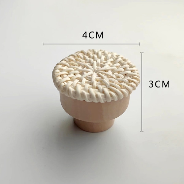 Boho Rattan Knapper til Kommode Runde Skruer Kompatibel Boho Møbel Knapper 12stk Bleget Hvid