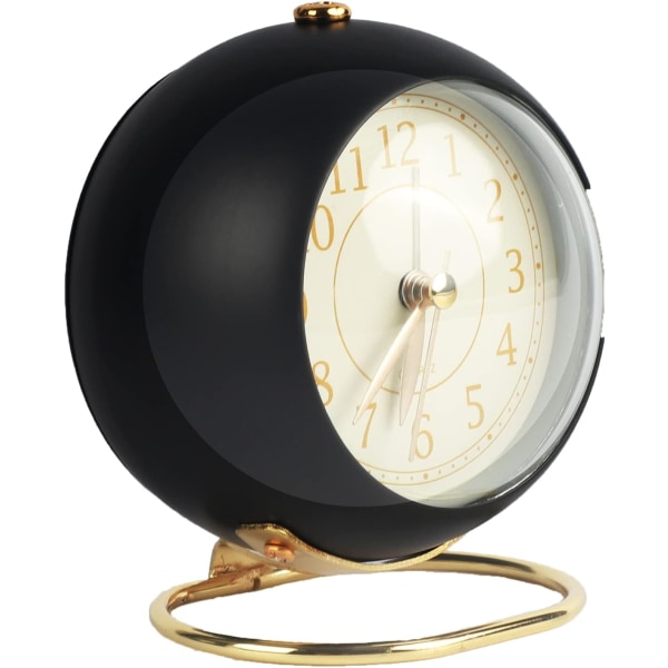 Vintage analog väckarklocka (svart), Silent Metal Alarm Clock, Lou