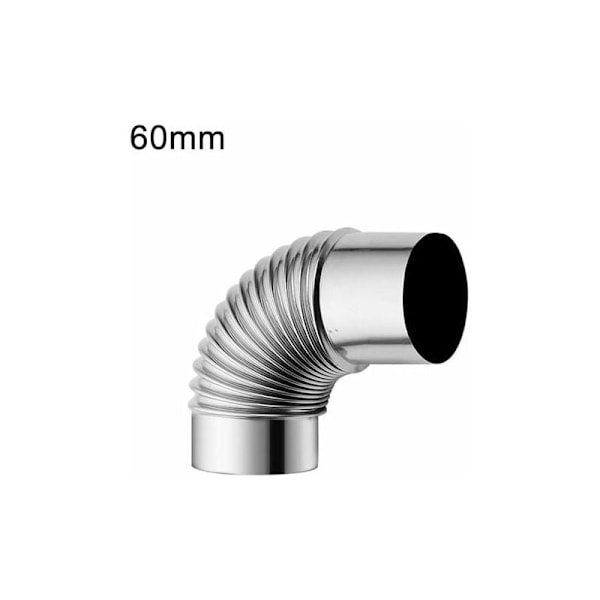 Rostfritt stål 90 graders böj skorstensrör för rökugn, 60mm