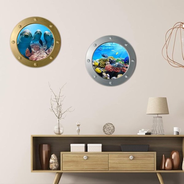 Undervattensvärld Väggdekaler, undervattens väggdekal, 3D tropisk marin väggdekal fiskdekal för vardagsrum, havsdekal väggdekoration för