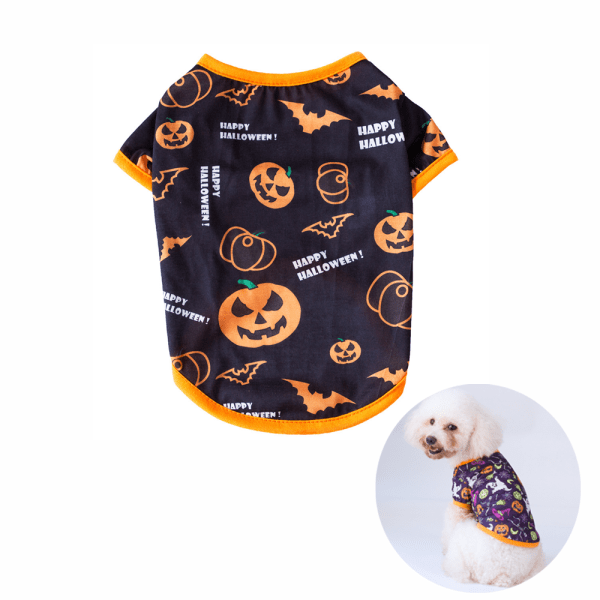 2 Pieces Halloween Series New Dog Clothes Autumn Pet Decoration Clothes Size M (Pumpkin Head Magic Hat)