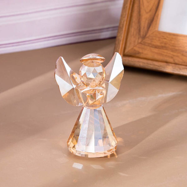 Krystal Engel Statue Dekorativ Glaspynt Julepynt Kvinders Gave Rosenguld