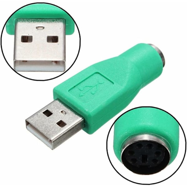 PS/2 - USB -sovitin, uros USB -sovittimet PS/2 FEM -liitäntään, PS/2 -näppäimistösovitin korvaamaan tietokoneen hiiren ja näppäimistön USB-liitännän