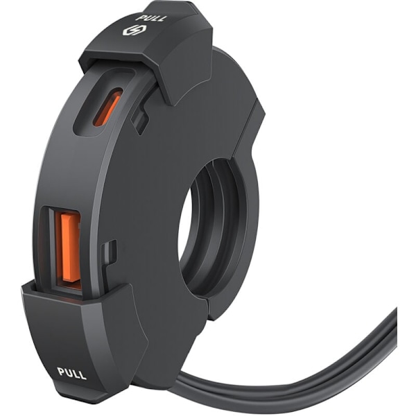 USB-puhelinlaturi moottoripyörään, nopea laturi moottoripyörään QC3.0 Kaksois-USB kaksoislaturi A Type-C IP65 Vedenpitävä Sopii tabletille/puhelimelle/na