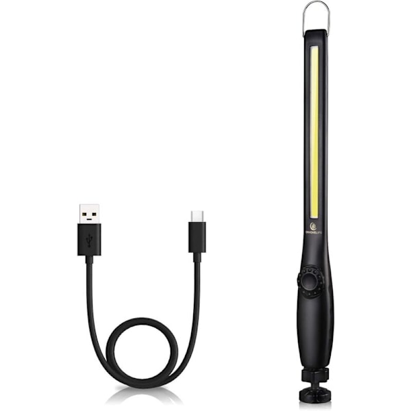 LED arbetslampa, 750 lumen uppladdningsbar COB-lampa med laddningsindikator, magnetisk bas, 360° rotation, lämplig för bilreparation, hemma, utomhuscamping