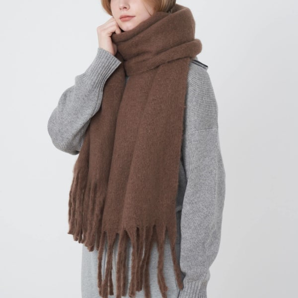 Stort fargerikt rutete skjerf varmt og vindtett oversized skjerf dusk mykt og skånsomt høst og vinter fortykket skjerf dame varmt sjal khaki