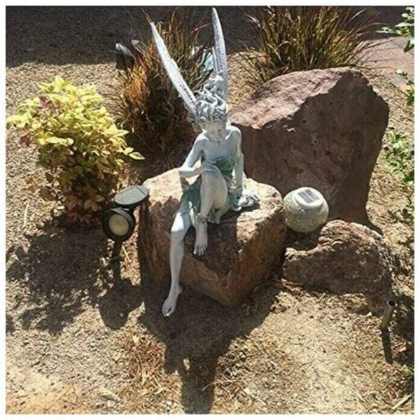 Siddende fe-statue, harpikshaveornament håndværk landskabspleje gård dekoration perfekt ferie/fødselsdag gave（）