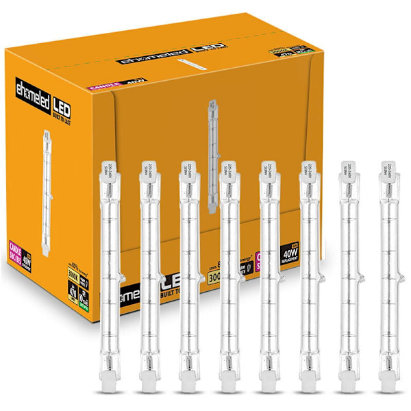 Sett med 8 R7S 118 mm Halogenpære 300 W med variabel intensitet AC220-240 V J118 Lineære halogenprojektorer for landskap, sikkerhet, lamper