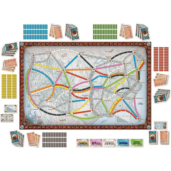 Ticket to Ride brætspil Strategispil til børn og voksne, fra 8 år, 2-5 spillere, spilletid 30-60 minutter
