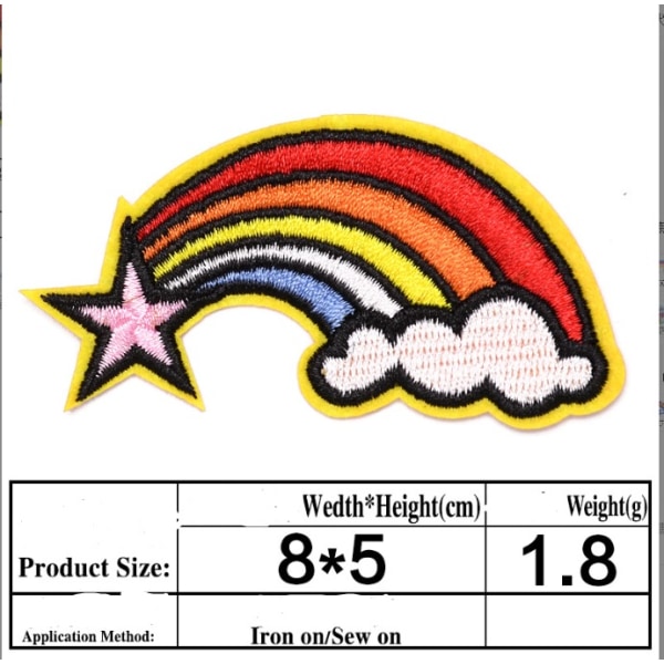28 stykker Rainbow Sun Brodering Cloth Stickers Bagasjesko