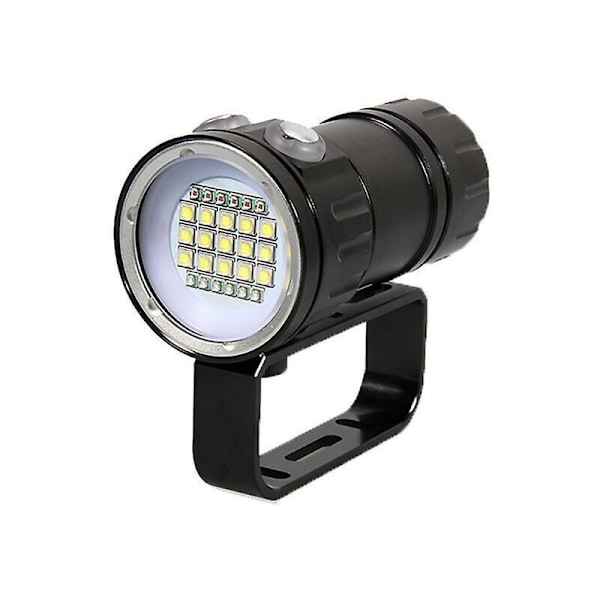 Lommelygte - Dykkerlygte, 180W 18000 Lumen Undervands 80M Lys Vandtæt Dykkerlommelygte til Dykkeraktiviteter til Udendørs Lejr, (Sort)-