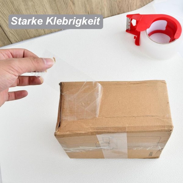 Set med 2 transparenta tejp, förpackningstejp med 2 rullar, klar packtejp, för kontor och förvaring