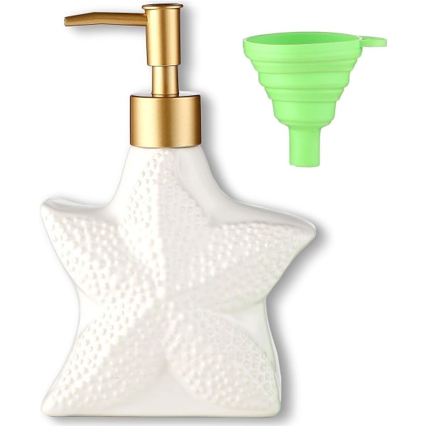 12 oz keittiön ja kylpyhuoneen keraaminen saippua-annostelija – sopii erinomaisesti käsisaippuaan, astianpesunesteeseen, saippuaan, eteerisiin öljyihin ja emulsioihin (meritähti)