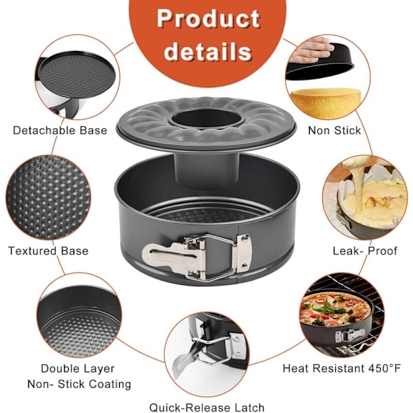 Platt och rörformig botten gångjärn 266,6 cm kolstål kakform med non-stick beläggning lätt att lossa rund form för kakor
