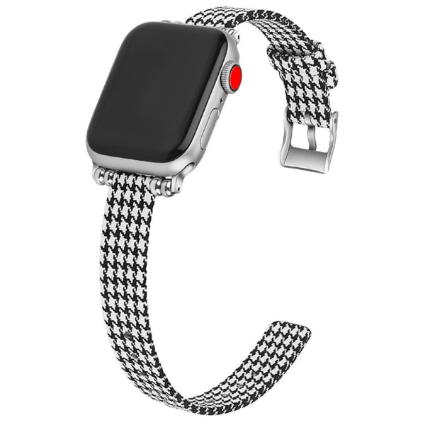 Klokkebånd i lerret som er kompatibelt med Apple Watch-bånd, justerbart, pustende, mykt, nylonperlet sportsbånd for iWatch-serien (42/44/4)