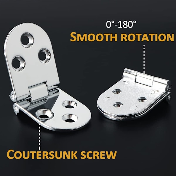 Fällbara bordsgångjärn Fällbar kontakt Rostfritt stål Möbelbeslag 180 graders fällning, 2,2 mm tjocklek, Zink-legering Stål Kromfinish, 4 st
