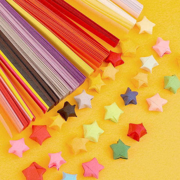 1710 kappaletta tähtiorigamia 28-väristä tähtipaperinauhaa kaksipuolinen origami tähtipaperi yksivärinen onnen tähti koristepaperinauhat DIY-käsintehtyjä