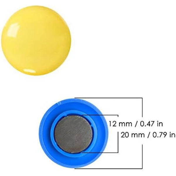 Valkoiset taulumagneetti, 48 kpl 20 mm muoviset pyöreät jääkaappimagneetti, ilmoitustaulu/suunnittelumagneetti jääkaappimagneetti magneettinappi - 4 väriä