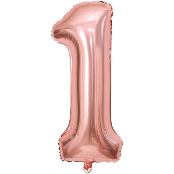 Bursdag nummer 1 ballong rosegull 98 CM - 1 års bursdagsdekor