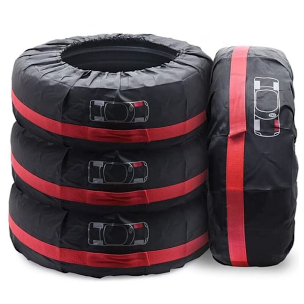 4-pack 13-17\" Däckskydd Vattentäta Reservhjulsskydd Bilhjulsskydd (Röd, Diameter 66cm)