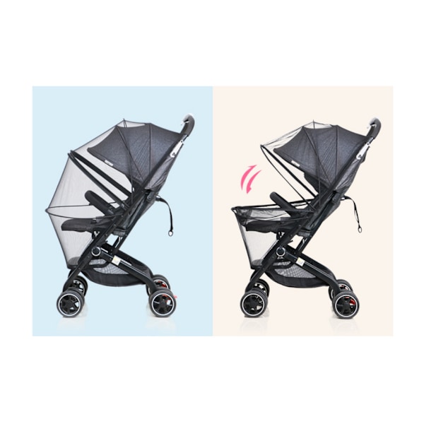 Universal Stroller Myggnett med Glidelås, Pustende Insektbeskyttelse for Barnevogn, Krybbe og Vugge, 3D PVC Fint og Motstandsdyktig Mesh Stoff, Veske Inkludert