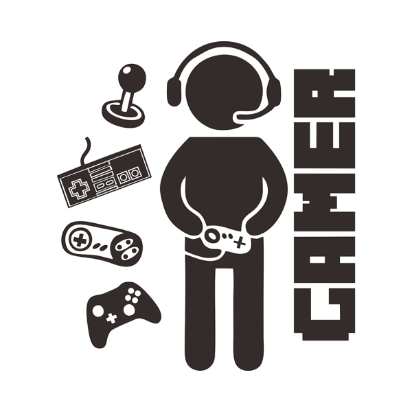 Gamer Boy Decal Wall Sticker, Video Games Wall Stickers, Removable