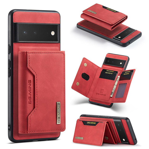 Löstagbart plånboksfodral med case kompatibel med Google Pixel 7 Pro/pixel 7, Pu- cover för Pixel 7 Pro Red