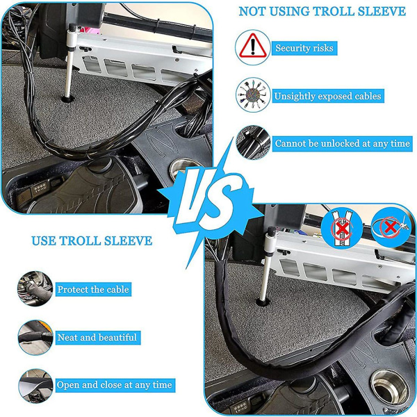 Neopren Troll-ærme, Trolling Motor Ledninger / Ærmer - Sort (1pakke), 100cm*13cm