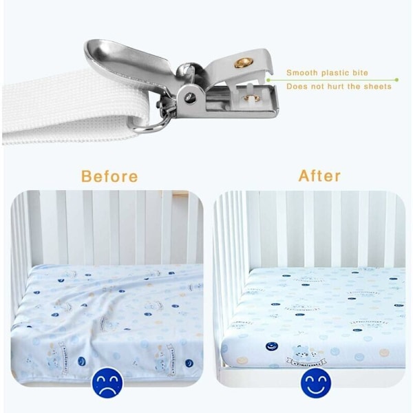 4 st Triangel Kläder Elastiskt Skydd Fixering Justerbar Stödband för sängkläder, lakan, strykbrädsöverdrag, madrass, soffa