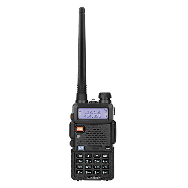 1,5\" LCD 5W 144~146MHz / 430~440MHz Dual Band Walkie Talkie med 1 LED lommelygte Sort