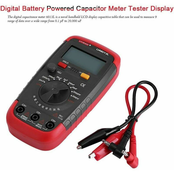 Digital kapacitansmätare, Pro kondensatortestare 0,1pF - 20000uF med LCD-bakgrundsbelysning Max 1999-READCLY