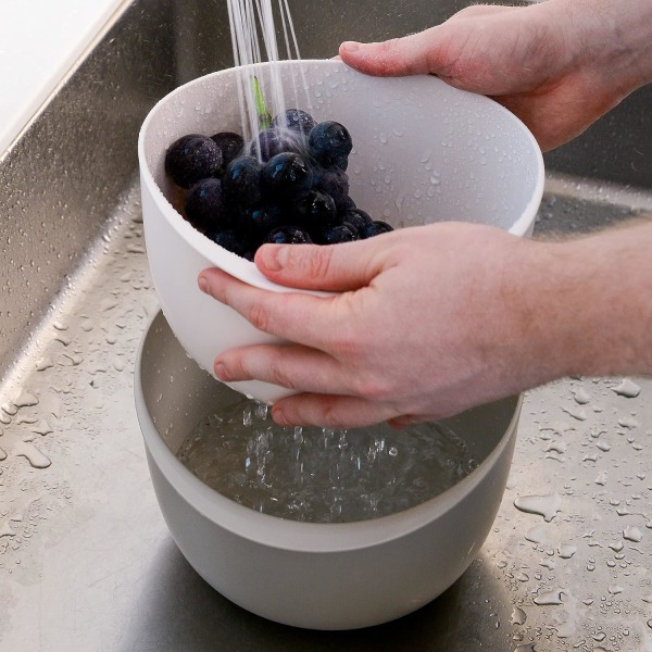 Gray 26*14cm - Rice Colander and Kitchen Colander - Strain Rice, Quinoa and Small Grains - Soak, Wash and Drain Vegetables and Fruits