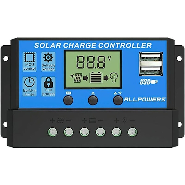 20A Solar Charge Controller Intelligent Solpanel Controller med USB Port Display 12V/24V——