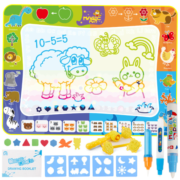 Water Doodle Pad - Barn Måla Skriva Färgglada Doodle Ritblock Leksaker med magic penna Pedagogiska leksaker för 2 3 4 5 6 7 år Flickor Pojkar Ålder Toddl