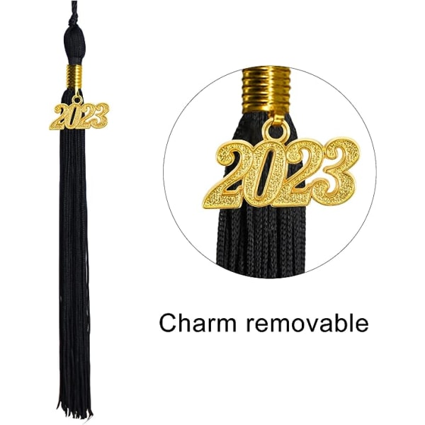 Graduation kjole og graduation cap til voksne L 2023 sort unisex graduation sæt