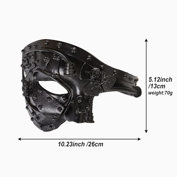 Utomhus medeltida Steampunk-masker, Halloween Cosplay Phantom of the Opera Venedig Maskeradmasker Punk-masker för män och kvinnor