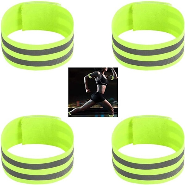 4 stk. reflekterende armbind reflekterende sikkerhedsbånd reflekterende armbånd reflekterende høj synlighed lysarmbånd til jogging